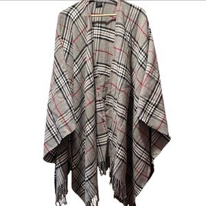 V. FRAAS Gray, Red, and Black Shawl